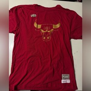Red and Gold Graphic bulls Men's Shirt